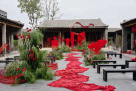 庭院婚礼｜红色婚礼图片