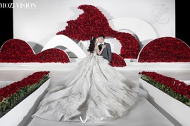 白红色秀场质感婚礼｜鲸入海 人归家婚礼图片