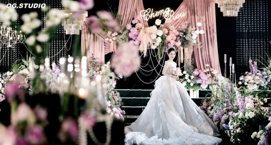 豆沙粉韩式水晶氛围感婚礼-婚礼策划图片