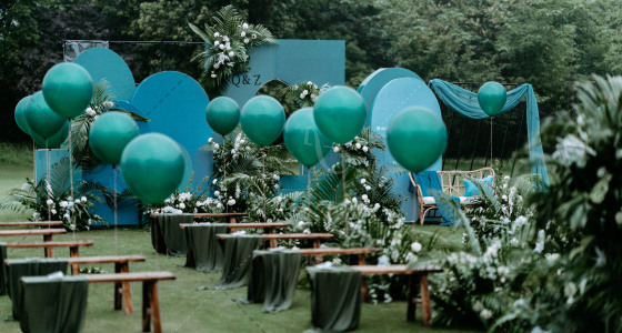 谁说蓝与绿布配呢-婚礼策划图片