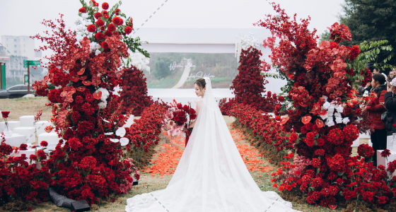 红色系户外草坪婚礼｜玫瑰与你-婚礼策划图片