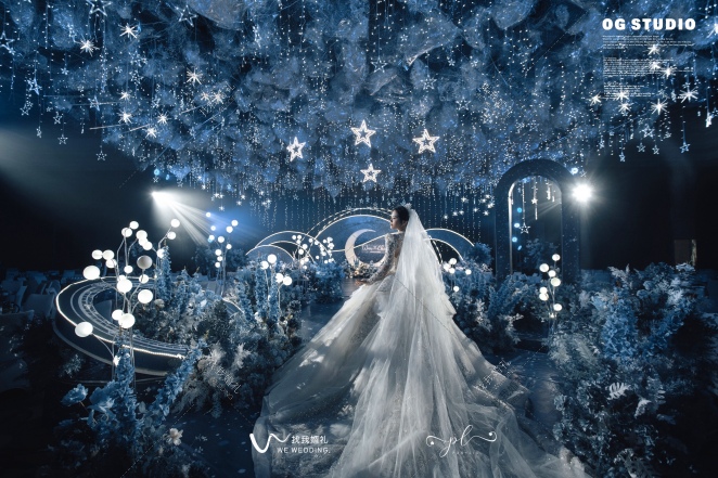 送你一份载满星星的浪漫-蓝室内大气婚礼照片