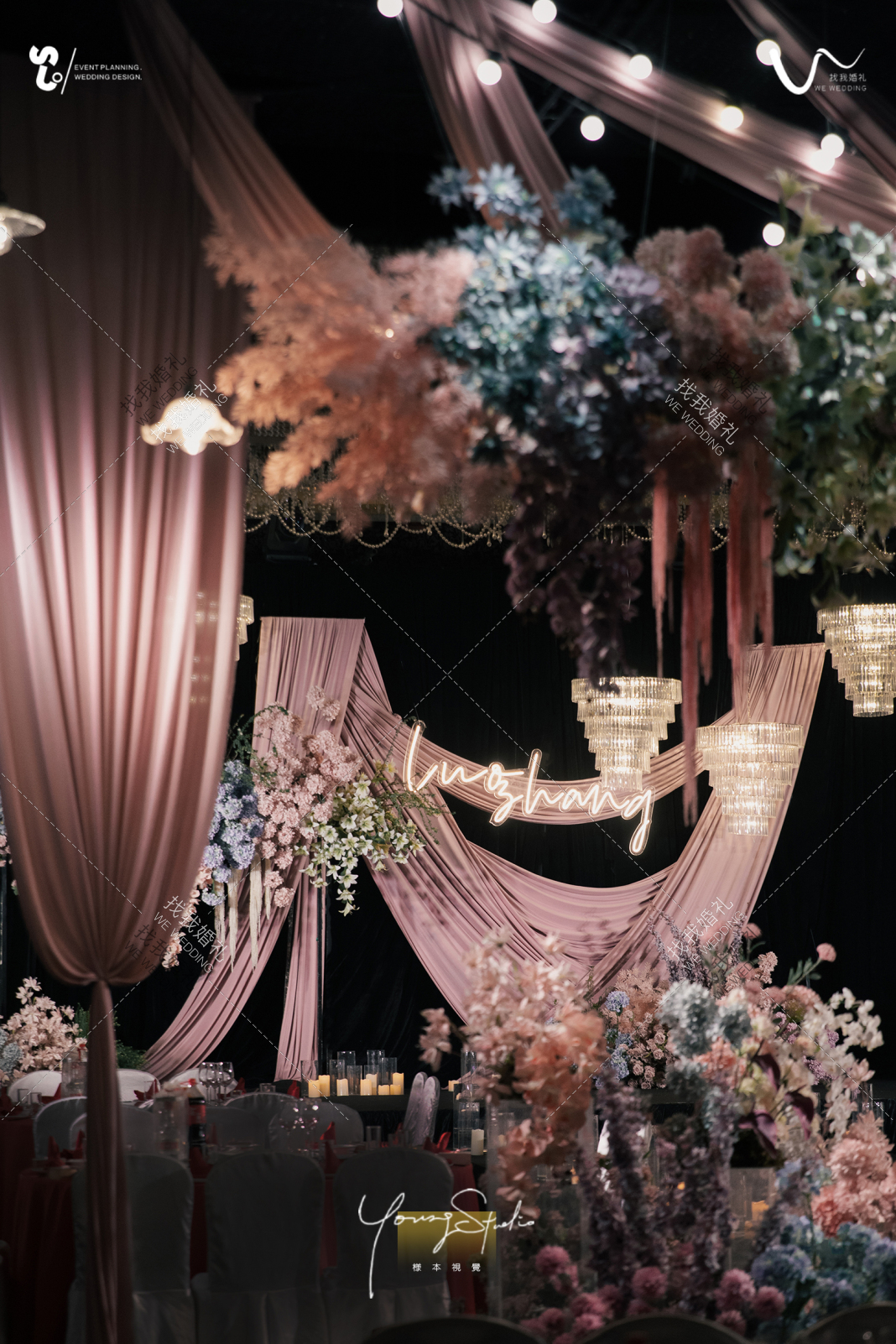 欢喜粉色主题室内韩式现场布置图片_效果图_策划价格-找我婚礼