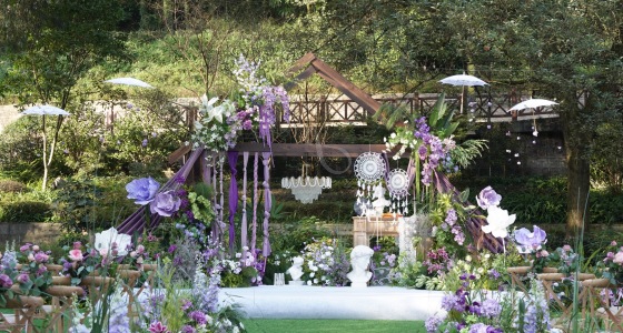 紫色法式户外婚礼-婚礼策划图片