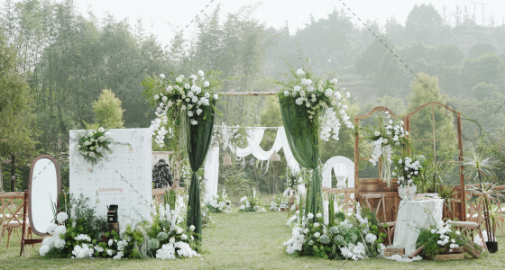 清新白绿色户外婚礼-婚礼策划图片