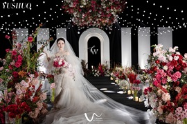 玫红色韩式花园婚礼图片