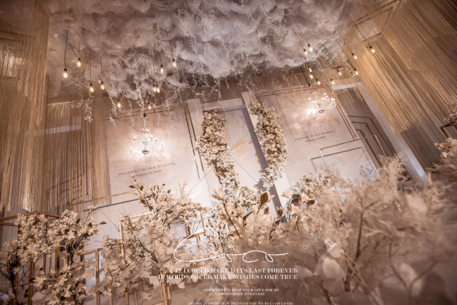 高级奶茶色-白室内大气婚礼照片
