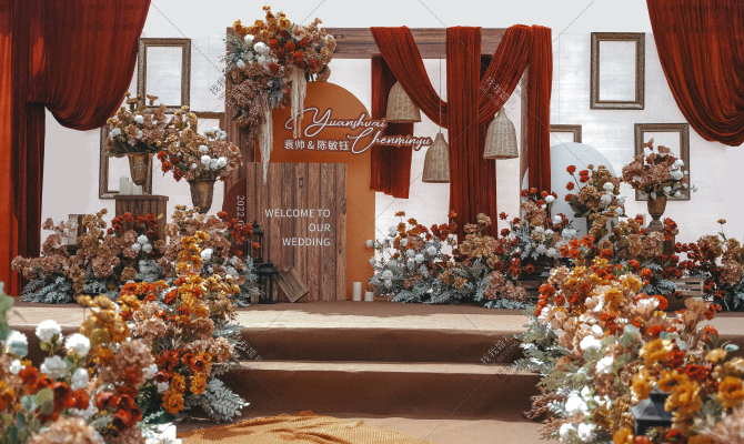 红橙色美式乡村婚礼-婚礼策划图片