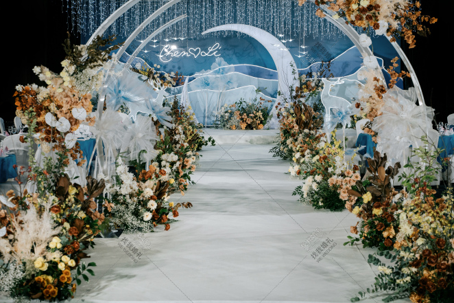 山海之约-蓝室内小清新婚礼照片