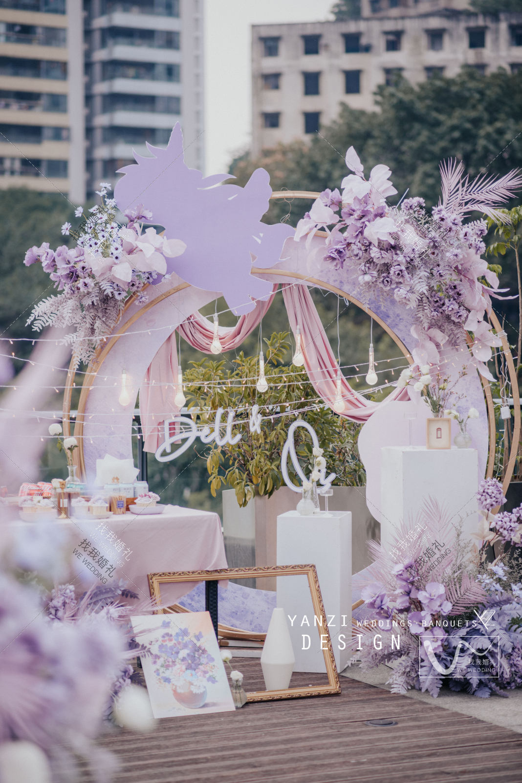 迷雾紫紫色主题私人场地小众现场布置图片_效果图_策划价格-找我婚礼