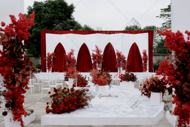 红与白的邂逅-白户外大气婚礼照片
